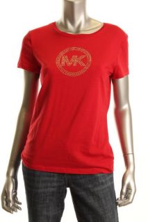 Michael Kors New Red Studded Short Sleeve T Shirt Top M BHFO