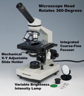 Biological Student Microscope Set w 200 Prepared Slides