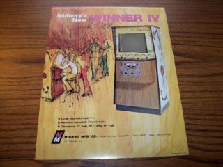 1974 Midway Winner IV Video Game Sales Flyer Brochure