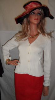 300 Italian Knit Sweater Cividini Sz8 White Classy Luxury Fashionista
