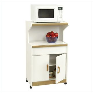 Ameriwood Microwave White Oak Kitchen Cart