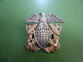 SILVER & 1/20 12KT GOLD US NAVY MILITARY EAGLE WINGS ANCHOR PIN & MINI