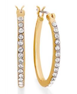 Charter Club Earrings, Gold tone In/Out Crystal Hoop Earrings