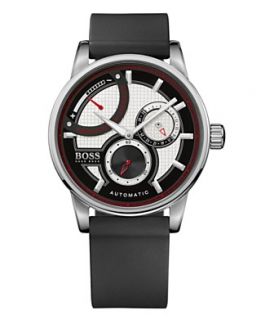 Hugo Boss Watch, Mens Automatic Black Silicone Strap 1512596