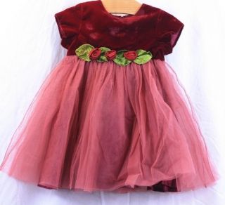 12M Rosetta Millington Vintage Burgundy Red Velvet Bodice Tulle Skirt