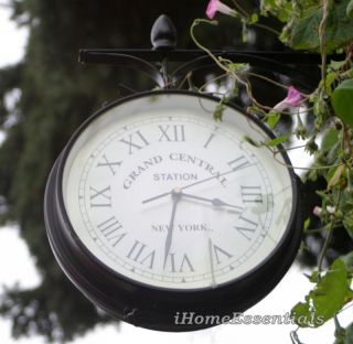 Train Station In or Out Dual Sided Vintage Garden Clock (Indoor or