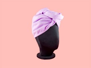 Microfiber Hair Wrap Towel Soft w Button Hook Purple