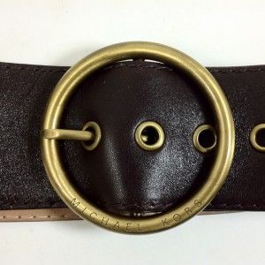 Michael Kors DK Brown Wide Belt Brass Hardware Medium