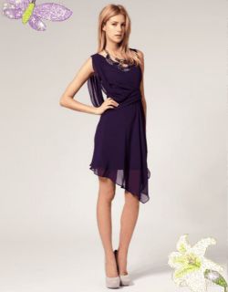 Karen Millen New Purple Silk Necklace Dress Size 14