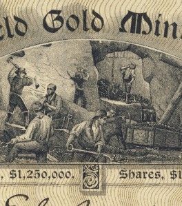 1896 Stock Gene Field Gold Mining Co Cripple Creek Colorado
