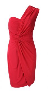 Red Orange One Shoulder Draped Cocktail Dress Mimi Size 8 New