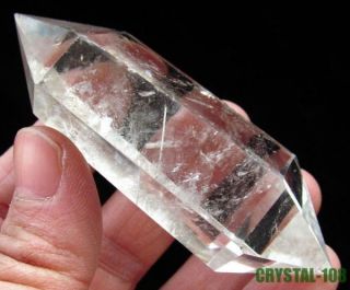 natural mineral quartz rock crystal double terminated point polished