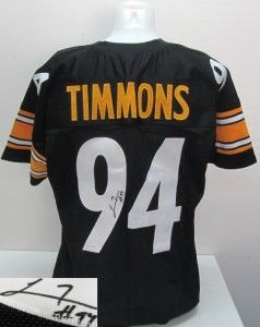 Timmons Autographed Pittsburgh Steelers Custom Black Jersey JSA
