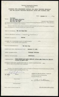 Sal Mineo Vintage 1964 Original Signed Aftra Contract Agreement Les