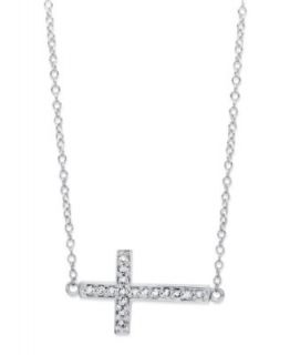 Studio Silver Sterling Silver Necklace, Cubic Zirconia Sideways Cross