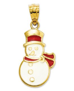 14k Gold Charm, Red and White Snowman Charm   Bracelets   Jewelry