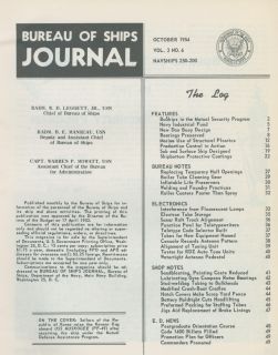 Bureau of Ships Journal 1954 Naval Military Construction Repair Navy