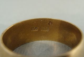 1950 Early Vintage Brass Gold Mark 585 14k Wedding Ring