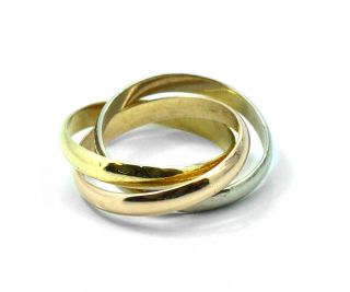 Vintage Cartier 18K Tri Gold Trinity Rose Yellow White Rolling Ring