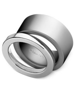 ck Calvin Klein Ring, Stainless Steel Black Leather Ring   Fashion