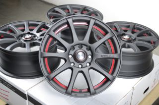 Matte Black Red Rims Cobalt Protege Aerio Cabrio Golf CL Wheels