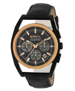 Breil Watch, Mens Chronograph Atmosphere Black Leather Strap TW0923