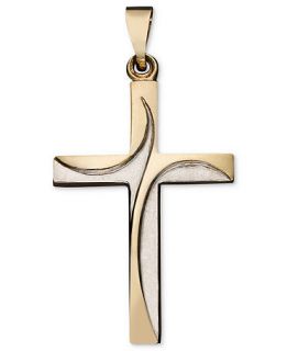 14k Gold Two Tone Pendant, Swirl Cross   Necklaces   Jewelry & Watches