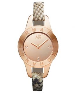 Armani Exchange Watch, Womens Brown and Tan Python Stamped