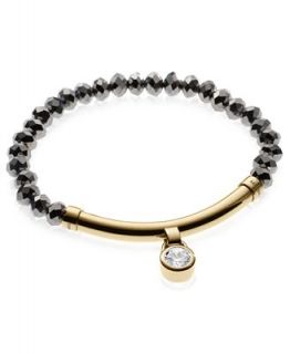Michael Kors Bracelet, Gold Tone Hematite Bead Crystal Bracelet