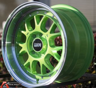 15x8 5 Str 502 4x114 3 Green Machined Lip Wheel Fit Datsun 240Z 260z