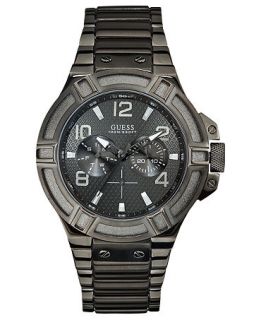 GUESS Watch, Mens Gunmetal Ion Plated Stainless Steel Bracelet 46mm