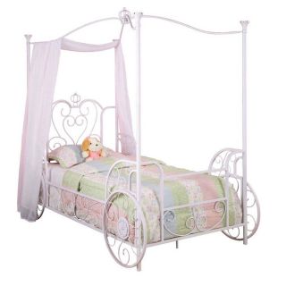 Princess Emily Carriage Canopy Bed with Bed Frame Twin Size