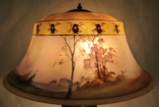 Stunning C 1900 Pairpoint Reverse Painted Scenic Lamp
