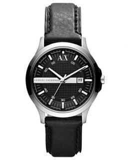 Armani Exchange Watch, Mens Black Leather Strap 40mm AX2126