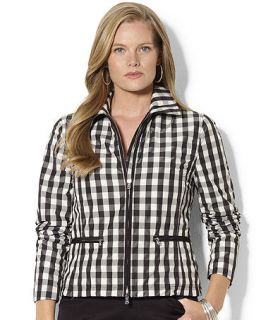 Lauren Ralph Lauren Plus Size Jacket, Plaid Zip Front   Plus Size