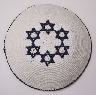 Jewish Star of David Israel Knitted Kippah Yarmulke