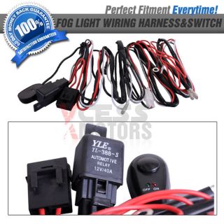 Fit Universal Fog Lights Wiring Harness Kit Fog Lamps Switch