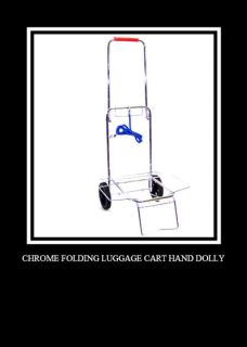 Chrome Folding Luggage Cart Hand Dolly 5 3 4 Wheels