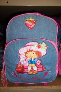 Strawberry Shortcake Blue Rolling Backpack School Bag
