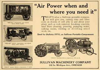 1924 Ad Sullivan Machinery Compressor Gas Engine Truck   ORIGINAL
