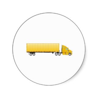 Semi Truck Trailer yellow Round Stickers