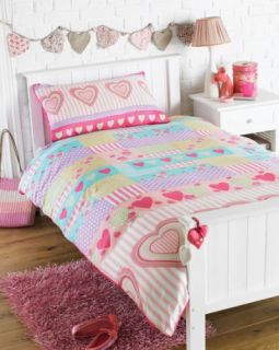Love Hearts Rotary Single Bed Duvet Quilt Cover Set Brand New Gift