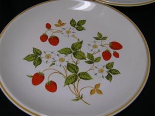 Vintage Sheffield Strawberries N Cream Stoneware Dinner Plates Japan