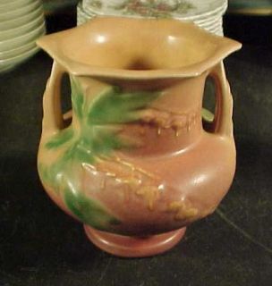 Roseville Pottery Bleeding Heart Brown Vase 138 4 as Is