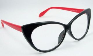 New Eyeglass Eyewear Large Red Lens Vintage Black Frame Spectacle