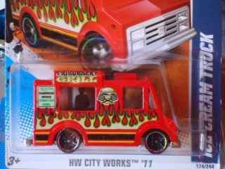 Hot Wheels 2011 HW City Works Ice Cream Truck Red 174