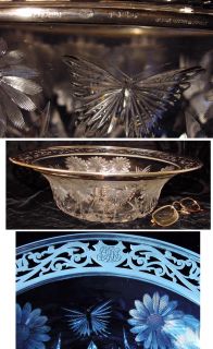 FABULOUS BLACK STARR & FROST STERLING BOWL IN THE PAIRPOINT BUTTERFLY