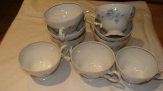 Johann Haviland China Bavaria Blue Garland 9 Teacups Coffee Cups