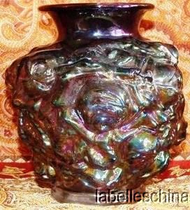 Imperial Glass Carnival Black Amethyst La Bella / Ohio Rose #181 Vase