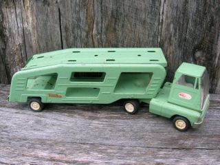 Vintage Old Tonka Toys Car Hauler Truck and Trailer with Ramps